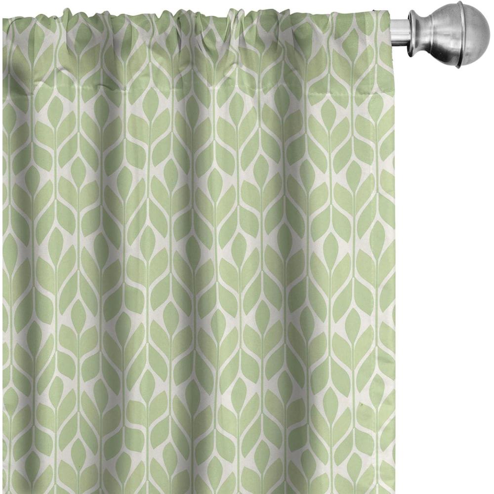 imageAmbesonne Retro Curtains Waves Geometric Shapes Seashell Motif Old Times Vintage Design of Art Deco Window Treatments 2 Panel Set for Living Room Bedroom Pair of  28 x 84 Dark Grey White FawnPastel Green and Off White