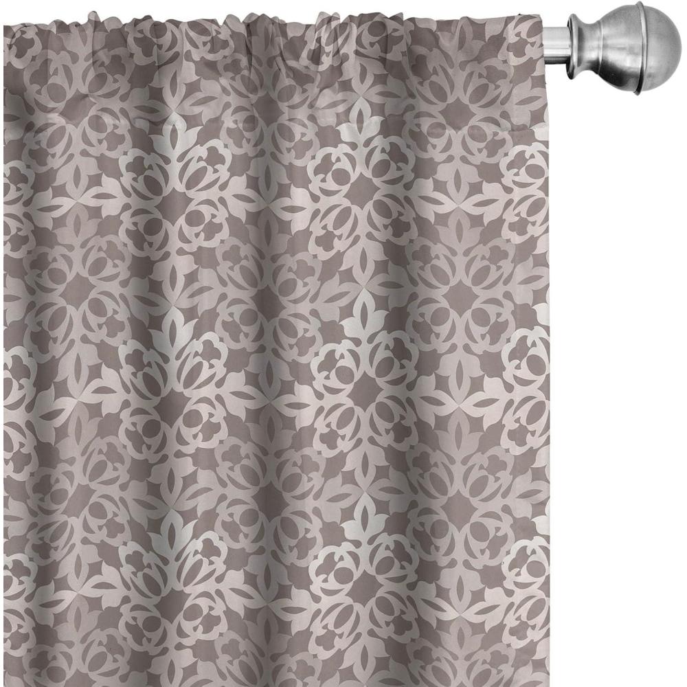 imageAmbesonne Retro Curtains Waves Geometric Shapes Seashell Motif Old Times Vintage Design of Art Deco Window Treatments 2 Panel Set for Living Room Bedroom Pair of 28 x 84 Dark Grey White FawnPale Taupe Tan