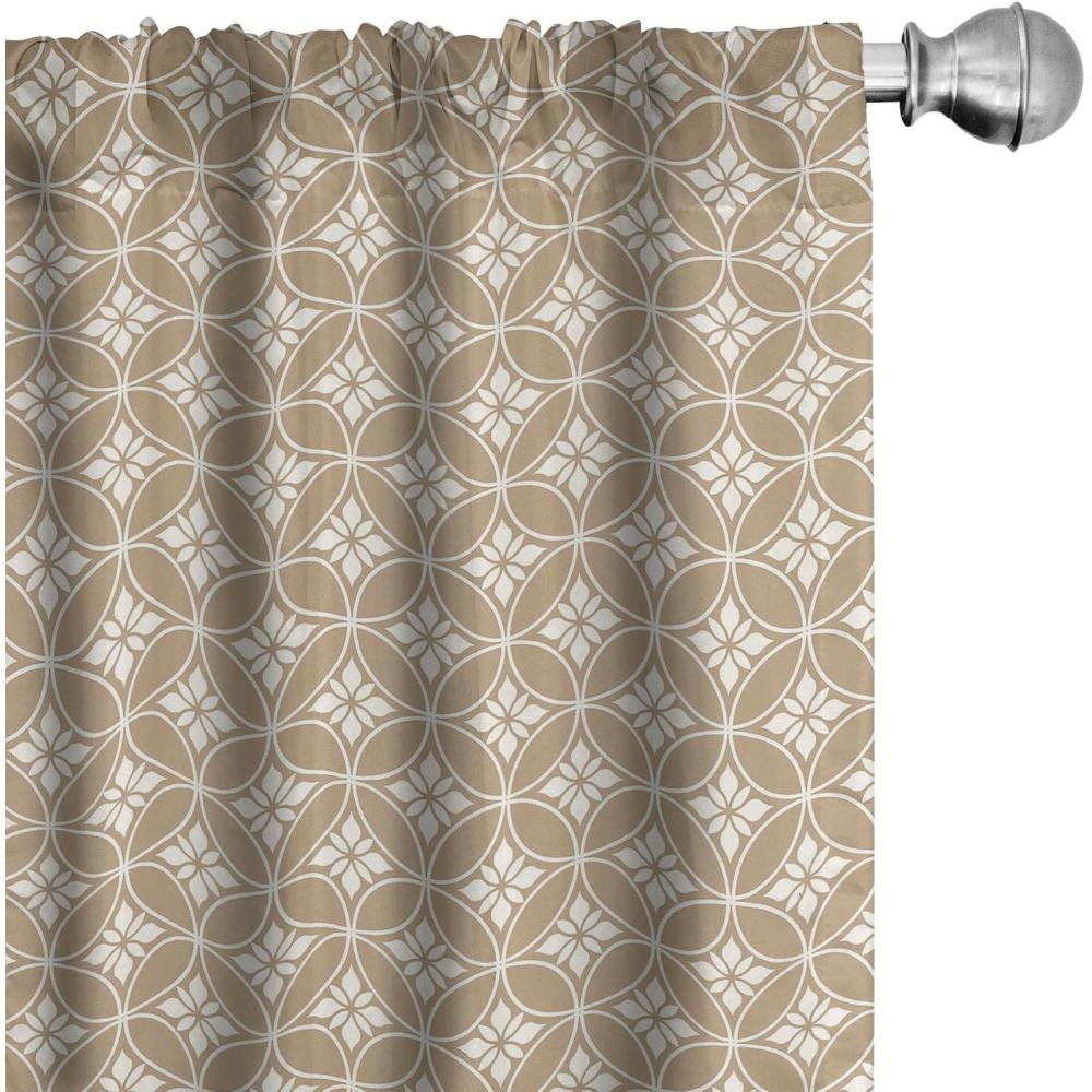 imageAmbesonne Retro Curtains Waves Geometric Shapes Seashell Motif Old Times Vintage Design of Art Deco Window Treatments 2 Panel Set for Living Room Bedroom Pair of 28 x 84 Dark Grey White FawnPale Brown White
