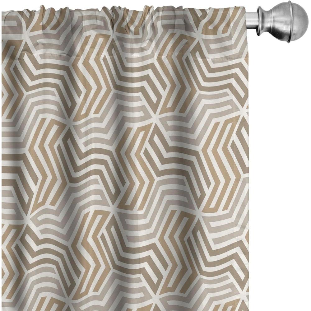 imageAmbesonne Retro Curtains Waves Geometric Shapes Seashell Motif Old Times Vintage Design of Art Deco Window Treatments 2 Panel Set for Living Room Bedroom Pair of 28 x 84 Dark Grey White FawnWarm Taupe Pale Sepia
