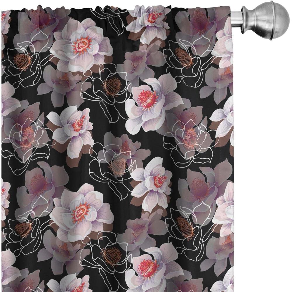 imageAmbesonne Retro Curtains Waves Geometric Shapes Seashell Motif Old Times Vintage Design of Art Deco Window Treatments 2 Panel Set for Living Room Bedroom Pair of 28 x 84 Dark Grey White FawnBlack Pale Rose and Coral