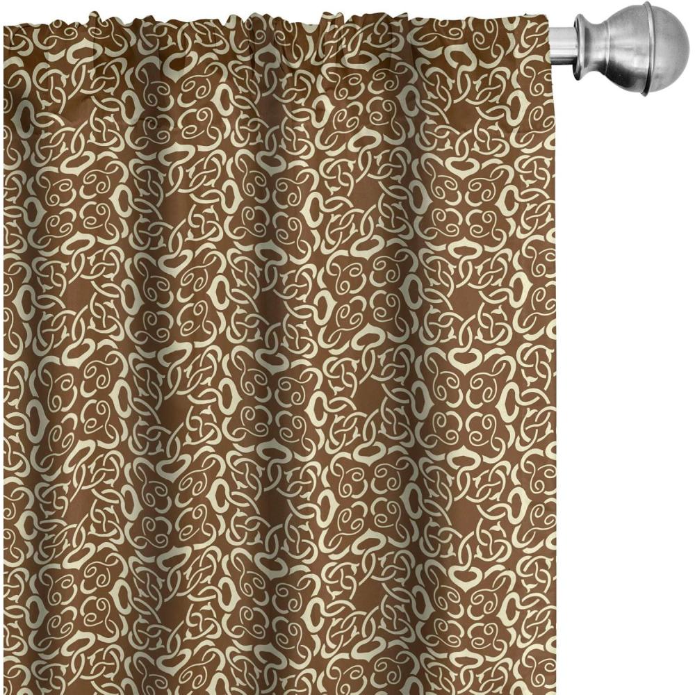 imageAmbesonne Victorian Curtains Ornamental Swirls and Curves Vintage Inspirations Medieval Baroque Pattern Window Treatments 2 Panel Set for Living Room Bedroom Pair of  28 x 84 Brown Pale YellowBrown Pale Yellow