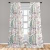 Ambesonne Floral Curtains, Spring Theme Abstract Repeating Pattern of Flowers Leaves Nature Art, Window Treatments 2 Panel Set for Living Room Bedroom, Pair of – 28″ x 84″, Pale Lavender Blue Grey(Laurel Green and Pale Taupe)