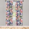 Ambesonne Floral Curtains, Spring Theme Abstract Repeating Pattern of Flowers Leaves Nature Art, Window Treatments 2 Panel Set for Living Room Bedroom, Pair of – 28″ x 84″, Pale Lavender Blue Grey(Coral Blue Violet Green)