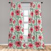 Ambesonne Floral Curtains, Spring Theme Abstract Repeating Pattern of Flowers Leaves Nature Art, Window Treatments 2 Panel Set for Living Room Bedroom, Pair of – 28″ x 84″, Pale Lavender Blue Grey(Coral Army Green)