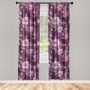 Ambesonne Floral Curtains, Spring Theme Abstract Repeating Pattern of Flowers Leaves Nature Art, Window Treatments 2 Panel Set for Living Room Bedroom, Pair of – 28″ x 84″, Pale Lavender Blue Grey(Dark Magenta and Purple)
