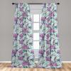 Ambesonne Floral Curtains, Spring Theme Abstract Repeating Pattern of Flowers Leaves Nature Art, Window Treatments 2 Panel Set for Living Room Bedroom, Pair of – 28″ x 84″, Pale Lavender Blue Grey(Pale Purple Grey Teal)