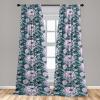 Ambesonne Floral Curtains, Spring Theme Abstract Repeating Pattern of Flowers Leaves Nature Art, Window Treatments 2 Panel Set for Living Room Bedroom, Pair of – 28″ x 84″, Pale Lavender Blue Grey(Dark Teal and Soft Pink)