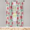 Ambesonne Floral Curtains, Spring Theme Abstract Repeating Pattern of Flowers Leaves Nature Art, Window Treatments 2 Panel Set for Living Room Bedroom, Pair of – 28″ x 84″, Pale Lavender Blue Grey(Coral Army Green)