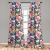 Ambesonne Floral Curtains, Spring Theme Abstract Repeating Pattern of Flowers Leaves Nature Art, Window Treatments 2 Panel Set for Living Room Bedroom, Pair of – 28″ x 84″, Pale Lavender Blue Grey(Coral Blue Violet Green)