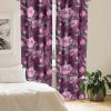 Ambesonne Floral Curtains, Spring Theme Abstract Repeating Pattern of Flowers Leaves Nature Art, Window Treatments 2 Panel Set for Living Room Bedroom, Pair of – 28″ x 84″, Pale Lavender Blue Grey(Dark Magenta and Purple)