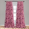 Ambesonne Floral Curtains, Spring Theme Abstract Repeating Pattern of Flowers Leaves Nature Art, Window Treatments 2 Panel Set for Living Room Bedroom, Pair of – 28″ x 84″, Pale Lavender Blue Grey(Soft Pink and Dark Magenta)