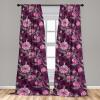 Ambesonne Floral Curtains, Spring Theme Abstract Repeating Pattern of Flowers Leaves Nature Art, Window Treatments 2 Panel Set for Living Room Bedroom, Pair of – 28″ x 84″, Pale Lavender Blue Grey(Dark Magenta and Purple)