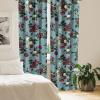 Ambesonne Floral Curtains, Spring Theme Abstract Repeating Pattern of Flowers Leaves Nature Art, Window Treatments 2 Panel Set for Living Room Bedroom, Pair of – 28″ x 84″, Pale Lavender Blue Grey(Dark Fuchsia and Slate Blue)