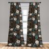 Ambesonne Floral Curtains, Spring Theme Abstract Repeating Pattern of Flowers Leaves Nature Art, Window Treatments 2 Panel Set for Living Room Bedroom, Pair of – 28″ x 84″, Pale Lavender Blue Grey(Seal Brown Dark Teal)