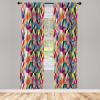 Ambesonne Abstract Window Curtains, Bauhaus Style Pattern of Geometric Shapes as Colorful Diagonal Tiles Modern Print, Lightweight Decorative 2-Panel Set & Rod Pocket, Pair of – 28″ x 84″, Magenta