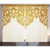 Ambesonne Antique Curtains, Victorian Style Medieval Motifs Classic Baroque Oriental Shapes Print, Living Room Bedroom Window Drapes 2 Panel Set, 108″ X 84″, Golden Cream
