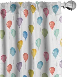 Ambesonne Colorful Curtains, Festival Entertainment Carnival Flying Balloons Watercolors Celebration Surprise, Window Treatments 2 Panel Set for Living Room Bedroom, Pair of – 28″ x 95″, Multicolor(Multi Color)