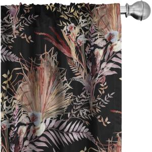Ambesonne Floral Curtains, Spring Theme Abstract Repeating Pattern of Flowers Leaves Nature Art, Window Treatments 2 Panel Set for Living Room Bedroom, Pair of – 28″ x 84″, Pale Lavender Blue Grey(Pale Taupe and Dried Rose)