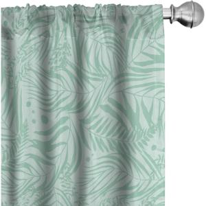 Ambesonne Floral Curtains, Spring Theme Abstract Repeating Pattern of Flowers Leaves Nature Art, Window Treatments 2 Panel Set for Living Room Bedroom, Pair of – 28″ x 84″, Pale Lavender Blue Grey(Pistachio Green Seafoam)