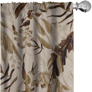 Ambesonne Floral Curtains, Spring Theme Abstract Repeating Pattern of Flowers Leaves Nature Art, Window Treatments 2 Panel Set for Living Room Bedroom, Pair of – 28″ x 84″, Pale Lavender Blue Grey(Dark Brown Pale Sepia)