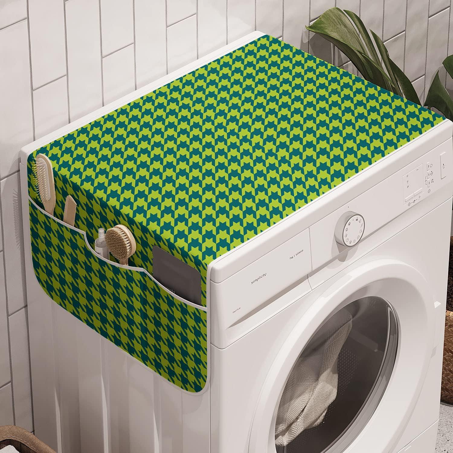 imageAmbesonne Girlish Microwave Oven Cover Heart Shapes Over Parallel Stripes Valentines Mothers Day Celebration Water Resistant Organizer with Pockets for Kitchen 36 x 12 Sea Green and SeafoamLime Green and Dark Teal