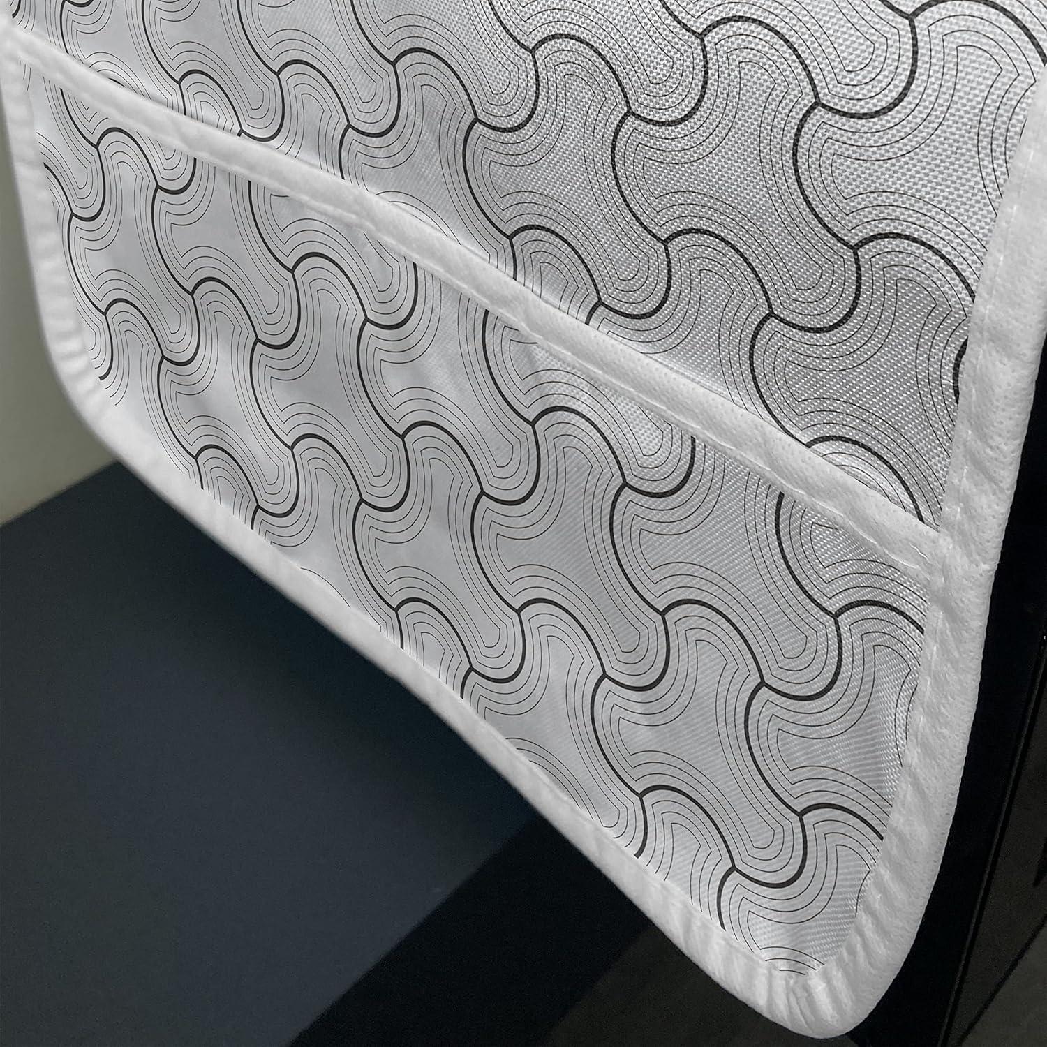 imageAmbesonne Girlish Microwave Oven Cover Heart Shapes Over Parallel Stripes Valentines Mothers Day Celebration Water Resistant Organizer with Pockets for Kitchen 36 x 12 Sea Green and SeafoamDark Grey and Pearl