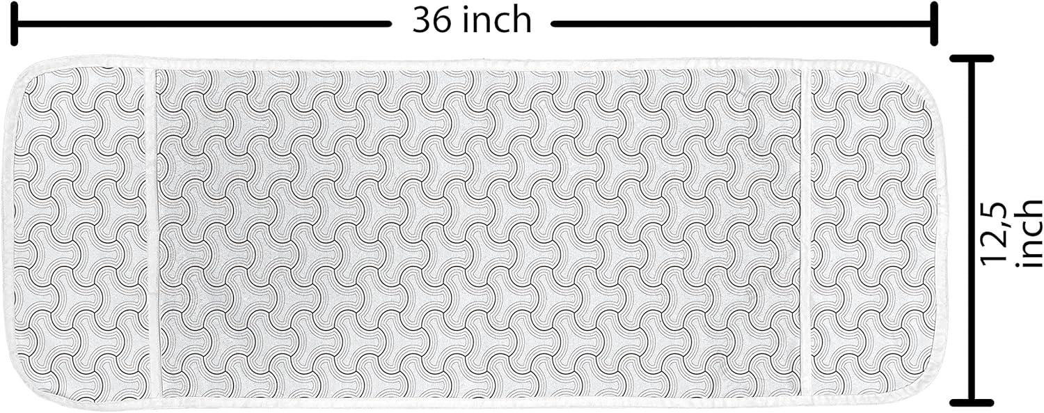 imageAmbesonne Girlish Microwave Oven Cover Heart Shapes Over Parallel Stripes Valentines Mothers Day Celebration Water Resistant Organizer with Pockets for Kitchen 36 x 12 Sea Green and SeafoamDark Grey and Pearl