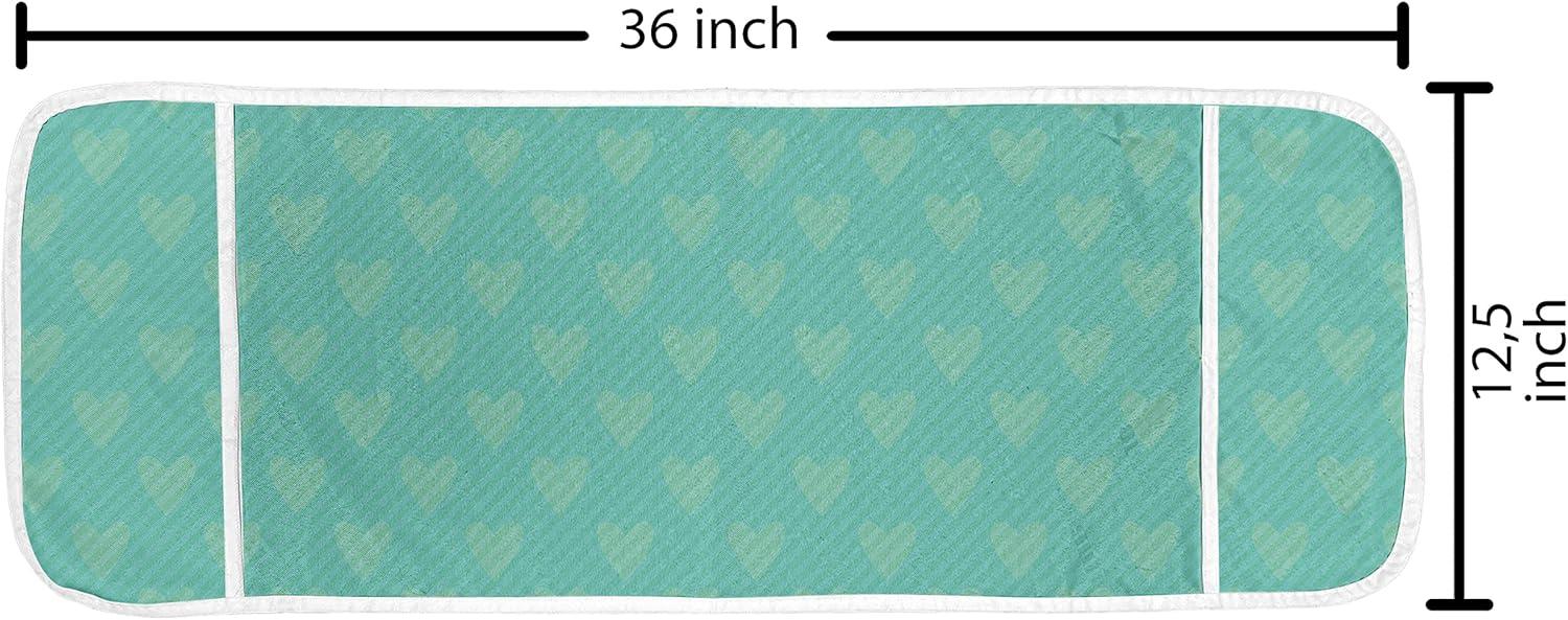 imageAmbesonne Girlish Microwave Oven Cover Heart Shapes Over Parallel Stripes Valentines Mothers Day Celebration Water Resistant Organizer with Pockets for Kitchen 36 x 12 Sea Green and SeafoamSea Green and Seafoam