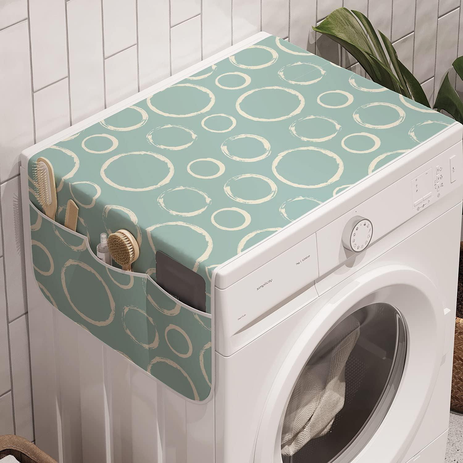 imageAmbesonne Girlish Microwave Oven Cover Heart Shapes Over Parallel Stripes Valentines Mothers Day Celebration Water Resistant Organizer with Pockets for Kitchen 36 x 12 Sea Green and SeafoamPale Teal and Ivory
