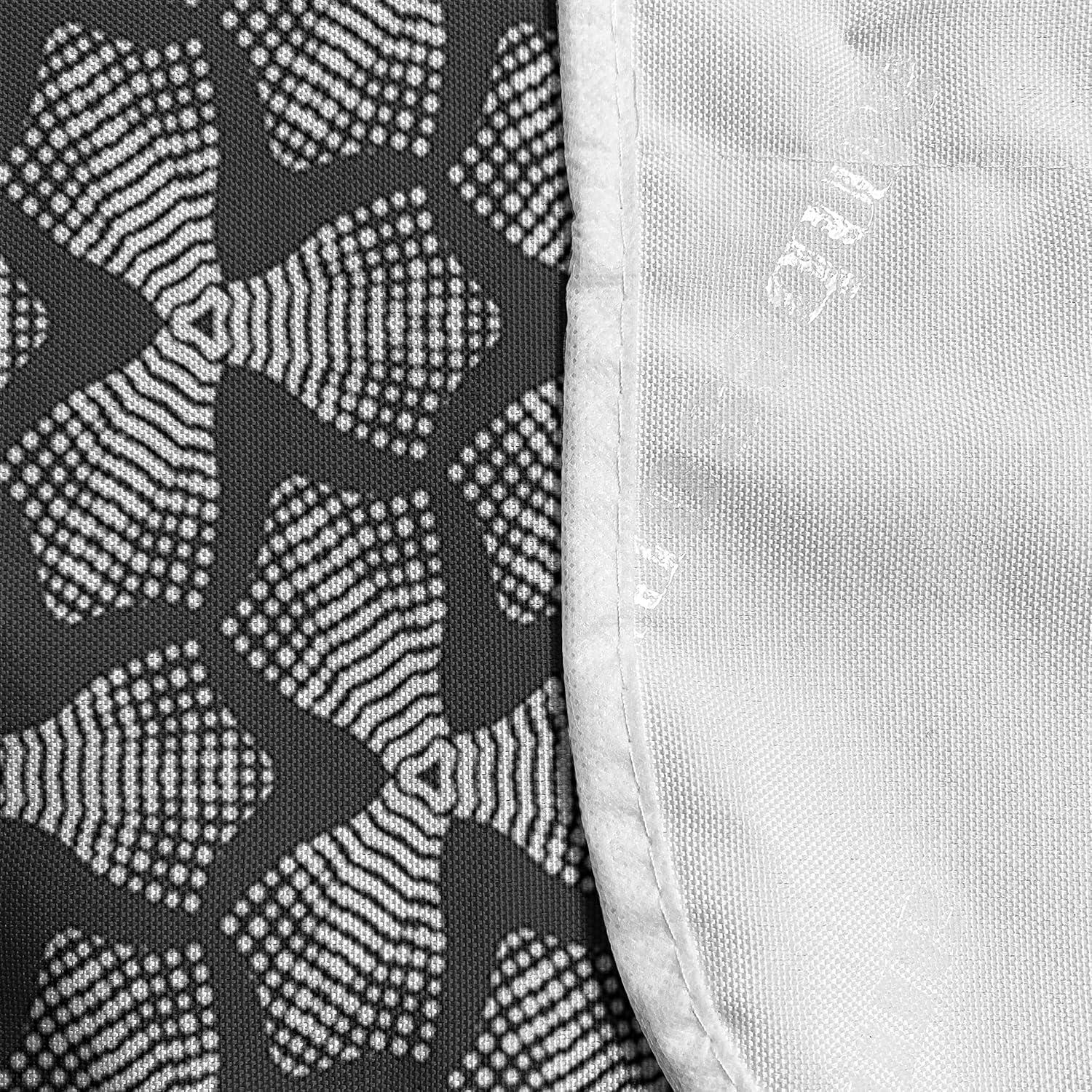 imageAmbesonne Girlish Microwave Oven Cover Heart Shapes Over Parallel Stripes Valentines Mothers Day Celebration Water Resistant Organizer with Pockets for Kitchen 36 x 12 Sea Green and SeafoamTaupe Grey White