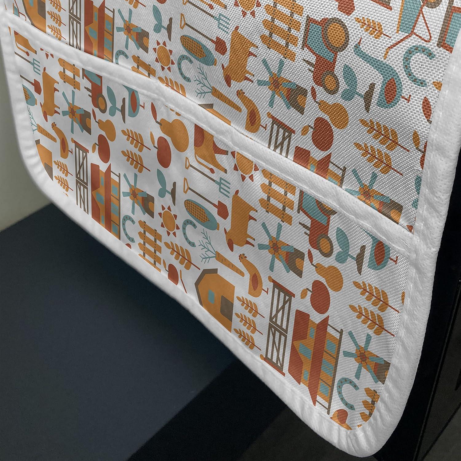 imageAmbesonne Girlish Microwave Oven Cover Heart Shapes Over Parallel Stripes Valentines Mothers Day Celebration Water Resistant Organizer with Pockets for Kitchen 36 x 12 Sea Green and SeafoamRust Orange Teal