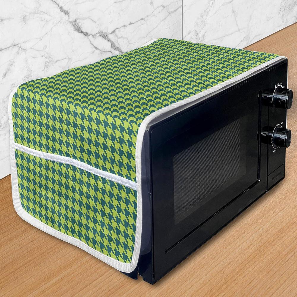 imageAmbesonne Girlish Microwave Oven Cover Heart Shapes Over Parallel Stripes Valentines Mothers Day Celebration Water Resistant Organizer with Pockets for Kitchen 36 x 12 Sea Green and SeafoamLime Green and Dark Teal