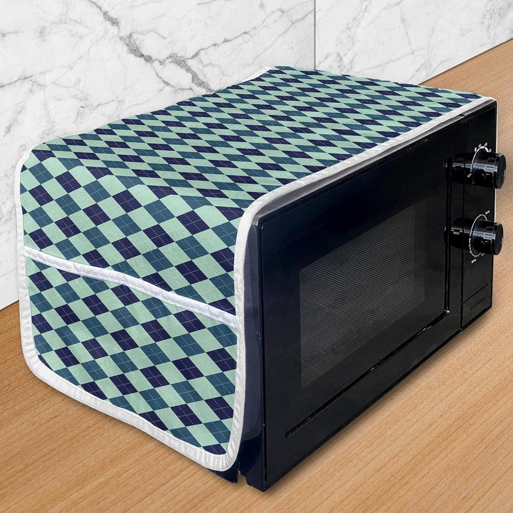 imageAmbesonne Girlish Microwave Oven Cover Heart Shapes Over Parallel Stripes Valentines Mothers Day Celebration Water Resistant Organizer with Pockets for Kitchen 36 x 12 Sea Green and SeafoamIndigo Mint Green Teal