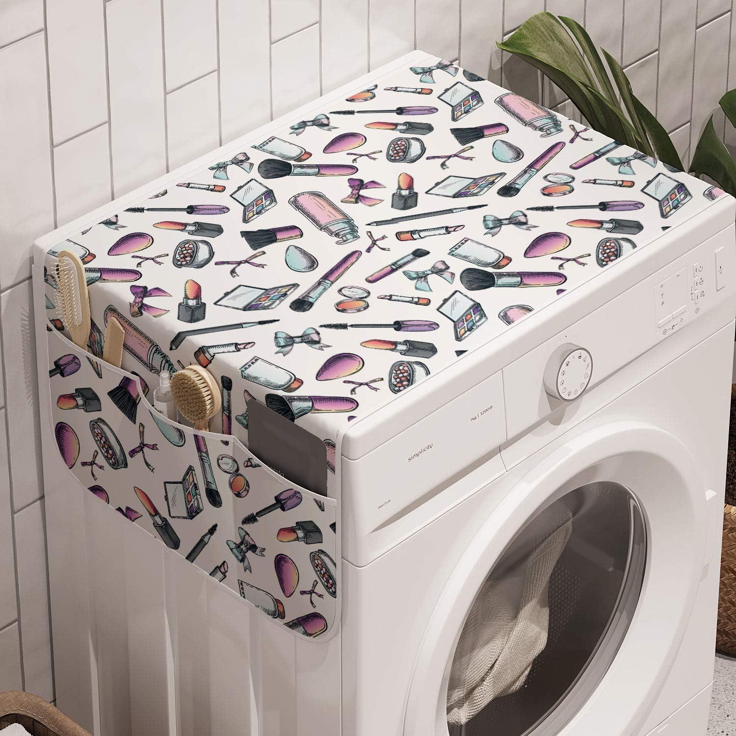 imageAmbesonne Valentines Day Microwave Oven Cover Abstract Geometrical Graphic Rhombus Shaped Dots Little Heart Motifs Water Resistant Organizer with Pockets for Kitchen 36 x 12 Dark Magenta PinkPurple Pale Pink