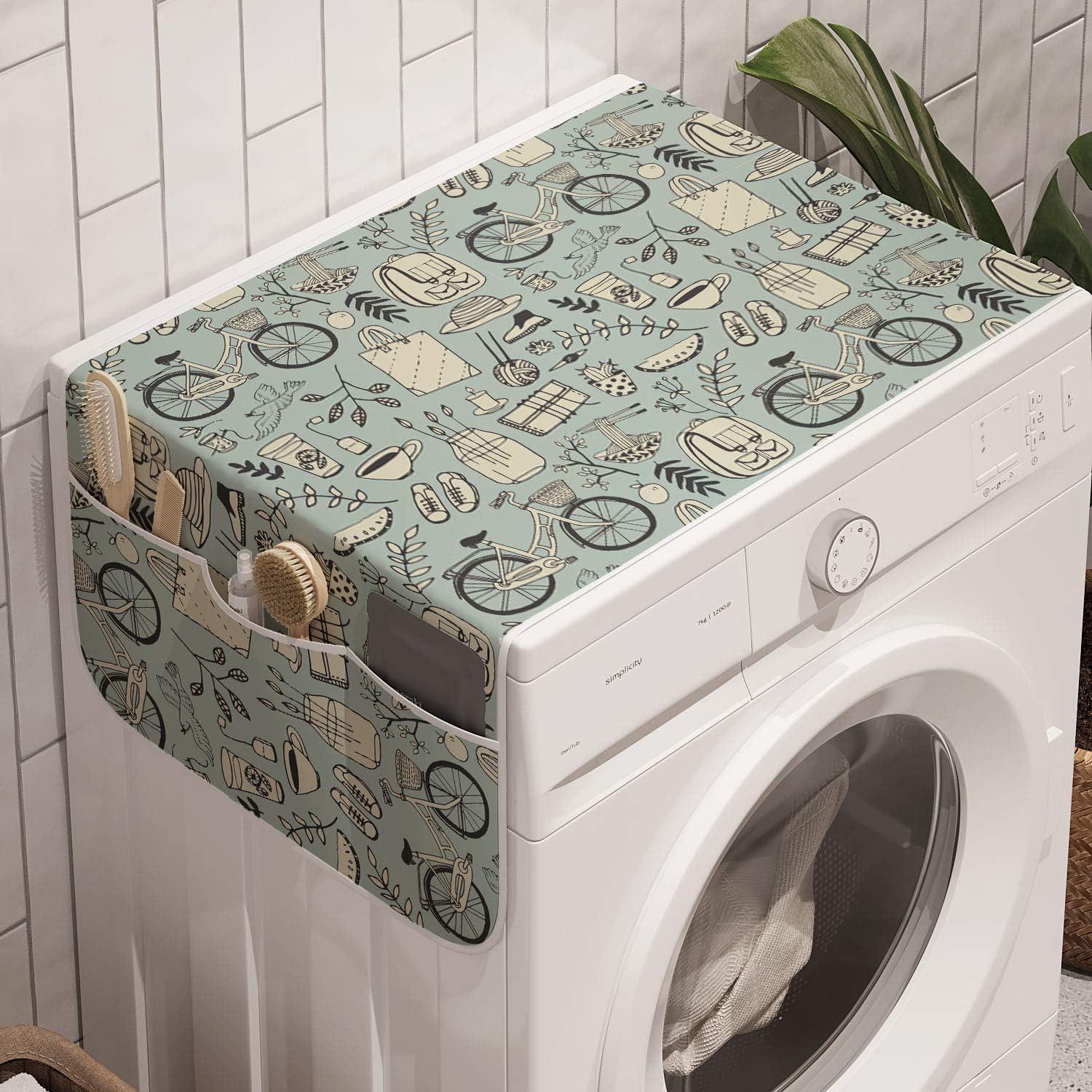imageAmbesonne Watercolor Flowers Microwave Oven Cover Classical Feminine Rose Branch Bouquet Romantic Essence Valentines Water Resistant Organizer with Pockets for Kitchen 36 x 12 Violet BluePale Almond Green Cream