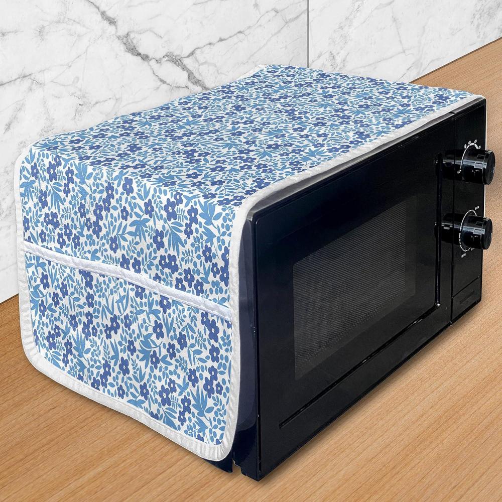 imageAmbesonne Valentines Day Microwave Oven Cover Abstract Geometrical Graphic Rhombus Shaped Dots Little Heart Motifs Water Resistant Organizer with Pockets for Kitchen 36 x 12 Dark Magenta PinkCobalt Blue and White