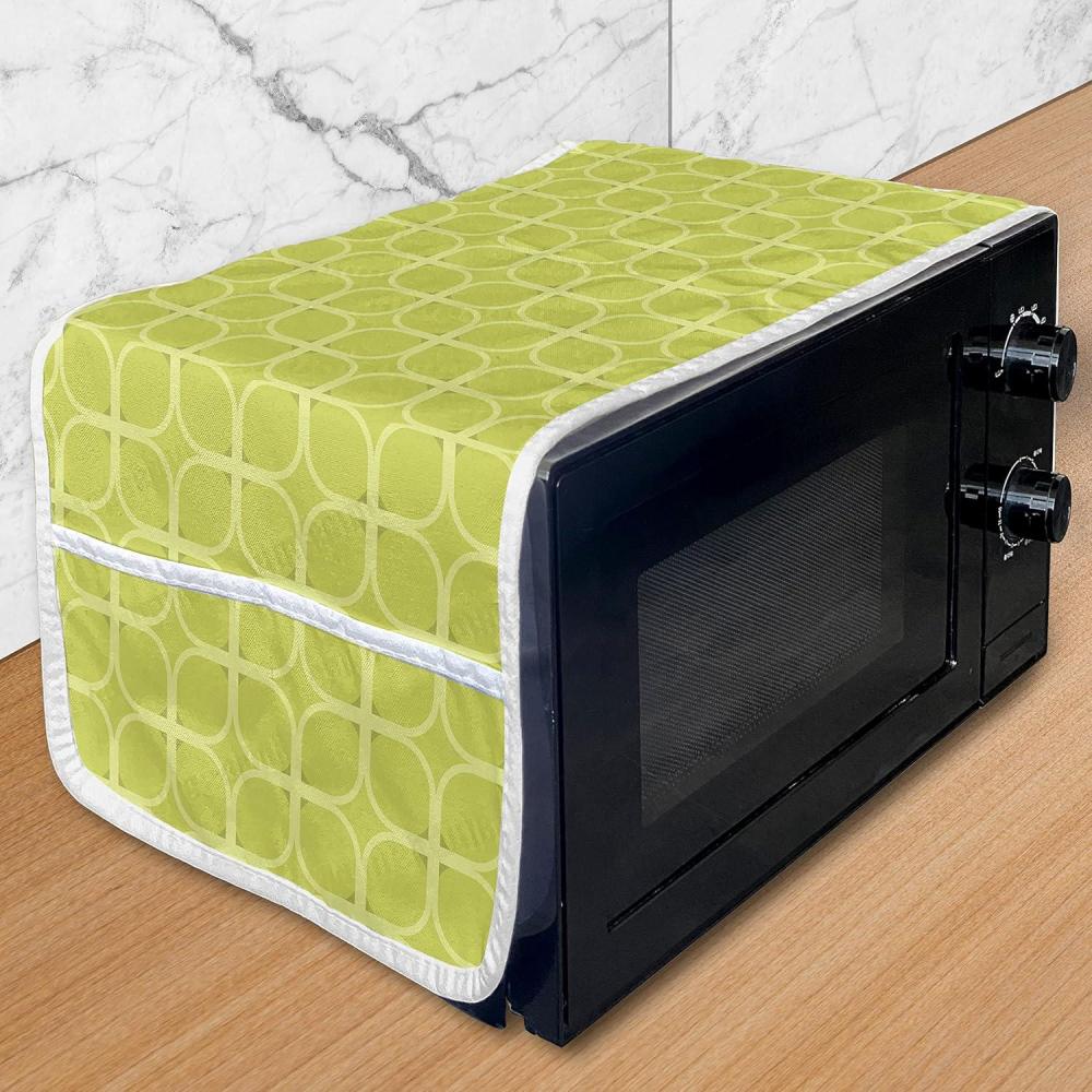 imageAmbesonne Valentines Day Microwave Oven Cover Abstract Geometrical Graphic Rhombus Shaped Dots Little Heart Motifs Water Resistant Organizer with Pockets for Kitchen 36 x 12 Dark Magenta PinkApple Green