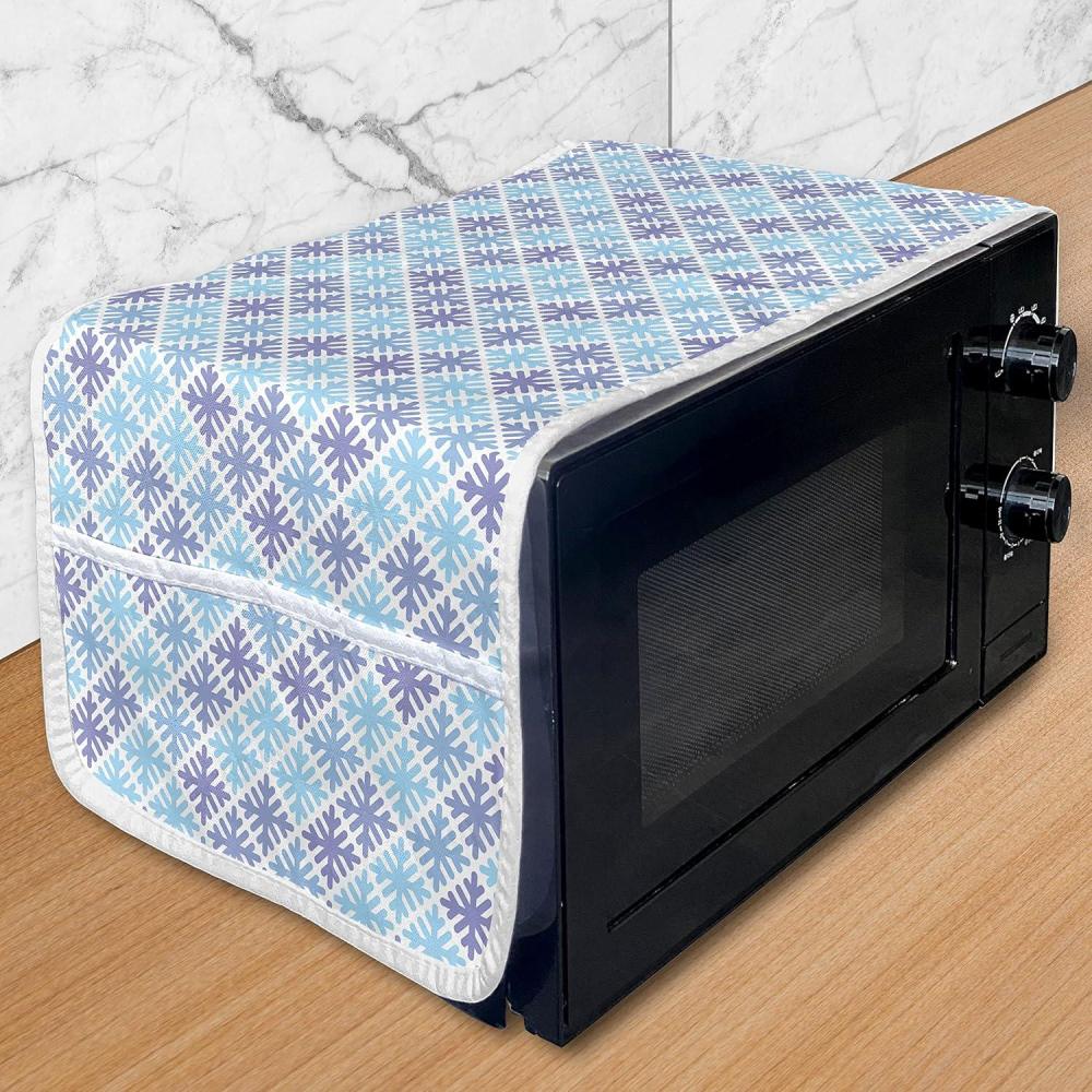 imageAmbesonne Valentines Day Microwave Oven Cover Abstract Geometrical Graphic Rhombus Shaped Dots Little Heart Motifs Water Resistant Organizer with Pockets for Kitchen 36 x 12 Dark Magenta PinkCeil Blue