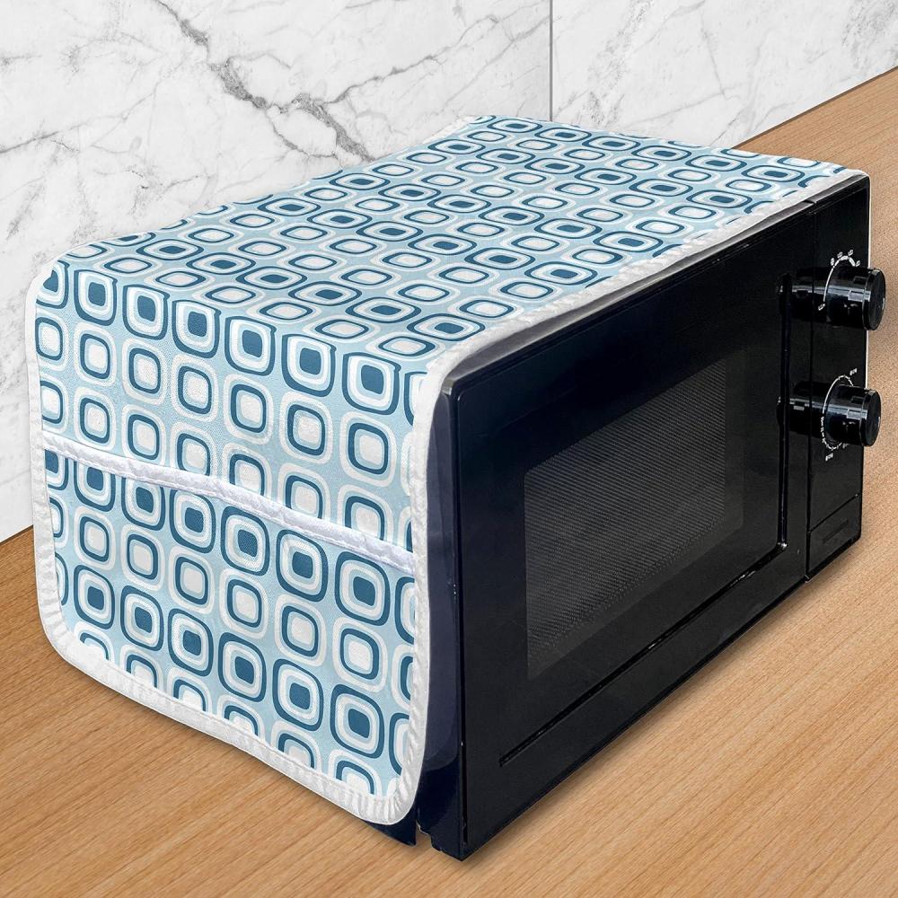 imageAmbesonne Watercolor Flowers Microwave Oven Cover Classical Feminine Rose Branch Bouquet Romantic Essence Valentines Water Resistant Organizer with Pockets for Kitchen 36 x 12 Violet BlueBlue Pale Blue and White
