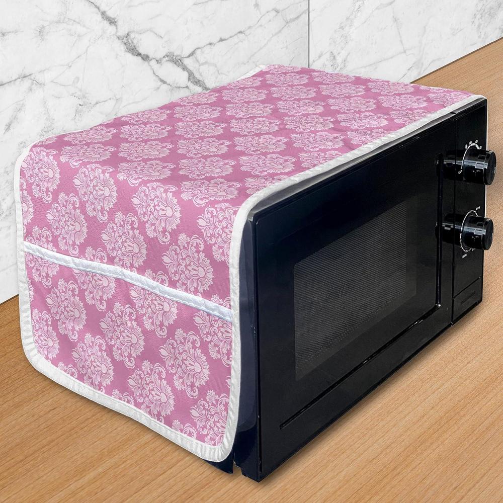 imageAmbesonne Watercolor Flowers Microwave Oven Cover Classical Feminine Rose Branch Bouquet Romantic Essence Valentines Water Resistant Organizer with Pockets for Kitchen 36 x 12 Violet BluePale Pink Pink
