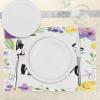 Ambesonne Lifestyle Place Mats Set of 4, Live Life in Full of Blooms Words with Floral Violets Print, Washable Fabric Placemats for Dining Table, Standard Size, Purple and Yellow