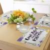 Ambesonne Lifestyle Place Mats Set of 4, Live Life in Full of Blooms Words with Floral Violets Print, Washable Fabric Placemats for Dining Table, Standard Size, Purple and Yellow