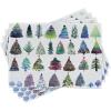 Ambesonne Christmas Place Mats Set of 4, Watercolor Christmas Theme Fir Trees Abstract Silhouettes Illustration, Washable Fabric Placemats for Dining Table, Standard Size, Green Seafoam