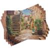 Ambesonne Italian Place Mats Set of 4, View of Old Mediterranean Street Stone Rock Houses in Italy City Rural Print, Washable Fabric Placemats for Dining Table, Standard Size, Stone Green