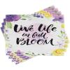 Ambesonne Lifestyle Place Mats Set of 4, Live Life in Full of Blooms Words with Floral Violets Print, Washable Fabric Placemats for Dining Table, Standard Size, Purple and Yellow
