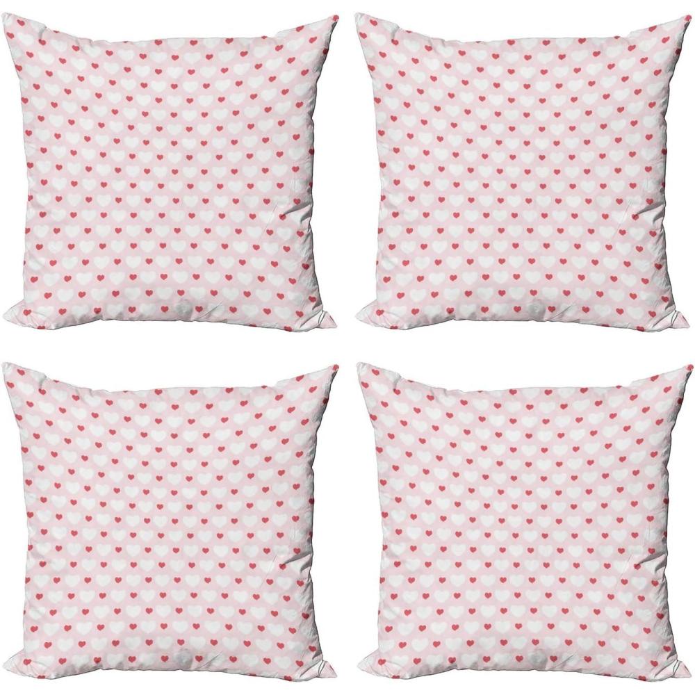 imageAmbesonne Cartoon Throw Pillow Cover Set of 4 Pattern with Flying Fairies Setting on Moon Riding Swan Stick Square Cushion Covers Decor for Bed Couch Sofa 18x18 Rose Earth Yellow PinkRed Rose White