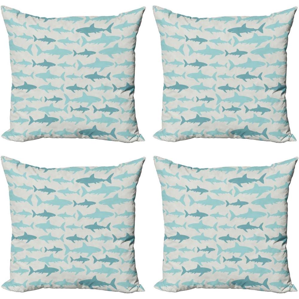 imageAmbesonne Cartoon Throw Pillow Cover Set of 4 Pattern with Flying Fairies Setting on Moon Riding Swan Stick Square Cushion Covers Decor for Bed Couch Sofa 18x18 Rose Earth Yellow PinkTurquoise Beige Teal