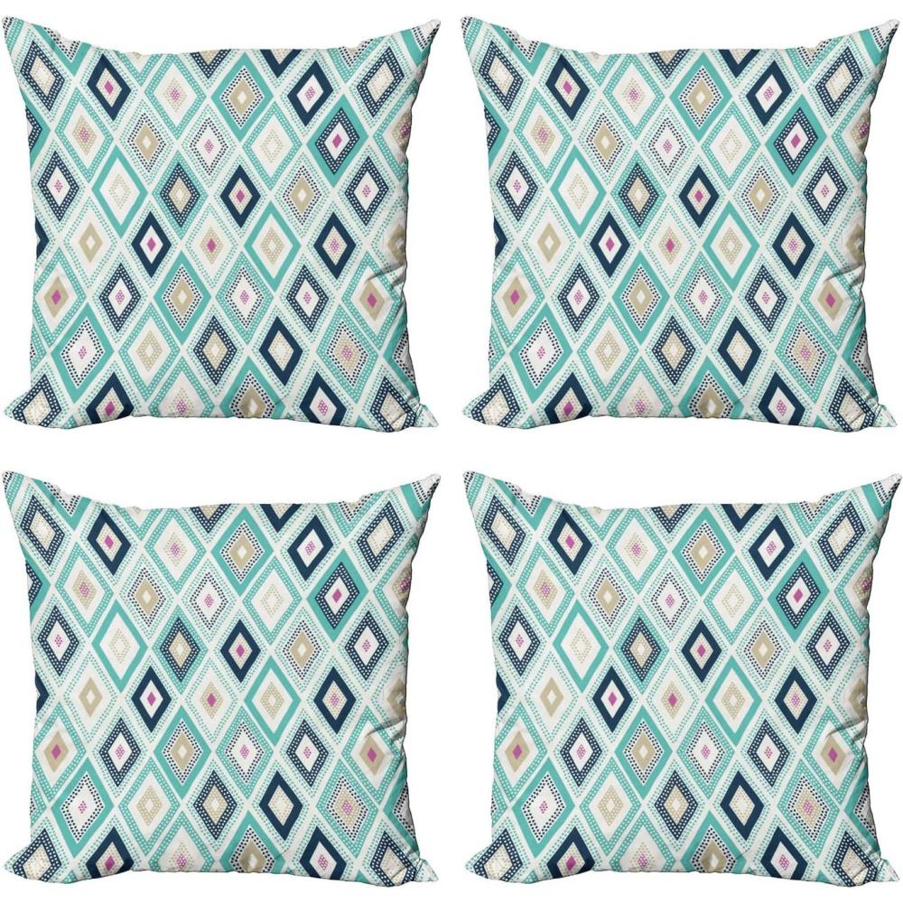 imageAmbesonne Cartoon Throw Pillow Cover Set of 4 Pattern with Flying Fairies Setting on Moon Riding Swan Stick Square Cushion Covers Decor for Bed Couch Sofa 18x18 Rose Earth Yellow PinkMulticolor Turquoise