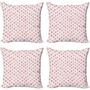 Ambesonne Cartoon Throw Pillow Cover Set of 4, Pattern with Flying Fairies Setting on Moon Riding Swan Stick, Square Cushion Covers Decor for Bed Couch Sofa, 18″x18″, Rose Earth Yellow Pink(Dark Coral and White)